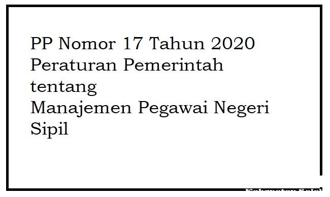 PP Nomor 17 Tahun 2020 Peraturan Pemerintah tentang Manajemen Pegawai Negeri Sipil
